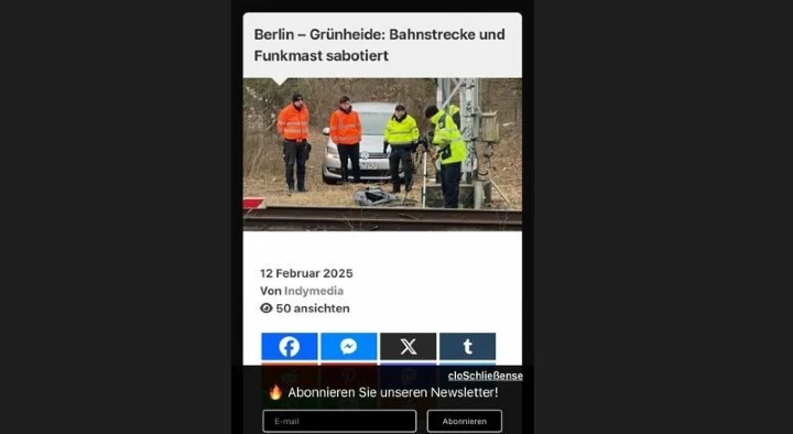 RE1 – Sabotage an Bahnstrecke
